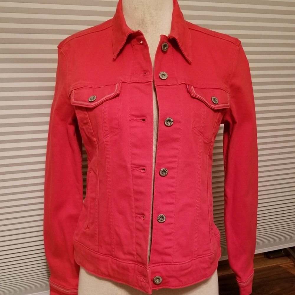 Levi's Red/Coral Denim Jacket - Size Medium